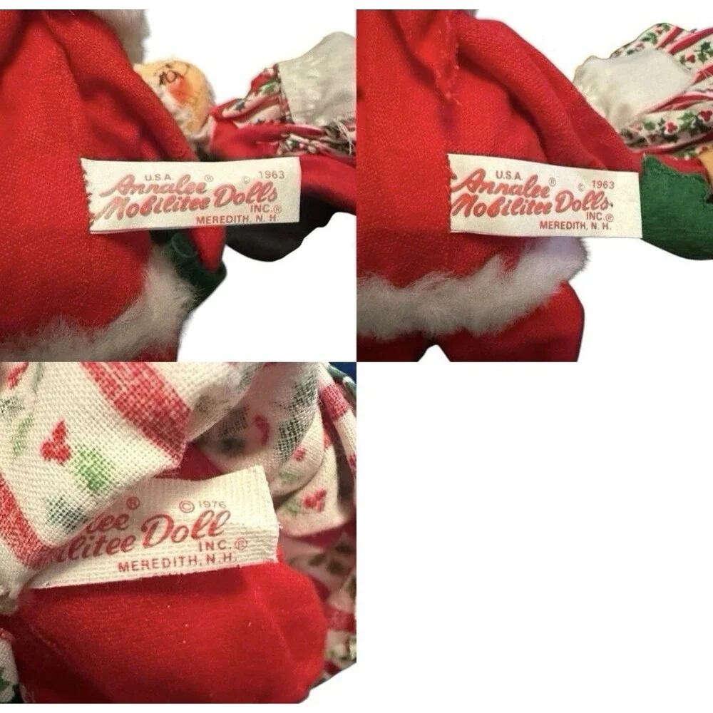 Vintage Annalee Mobilitee 1963 Santa Clause Dolls 1976 Mrs. Clause Lot Of 3